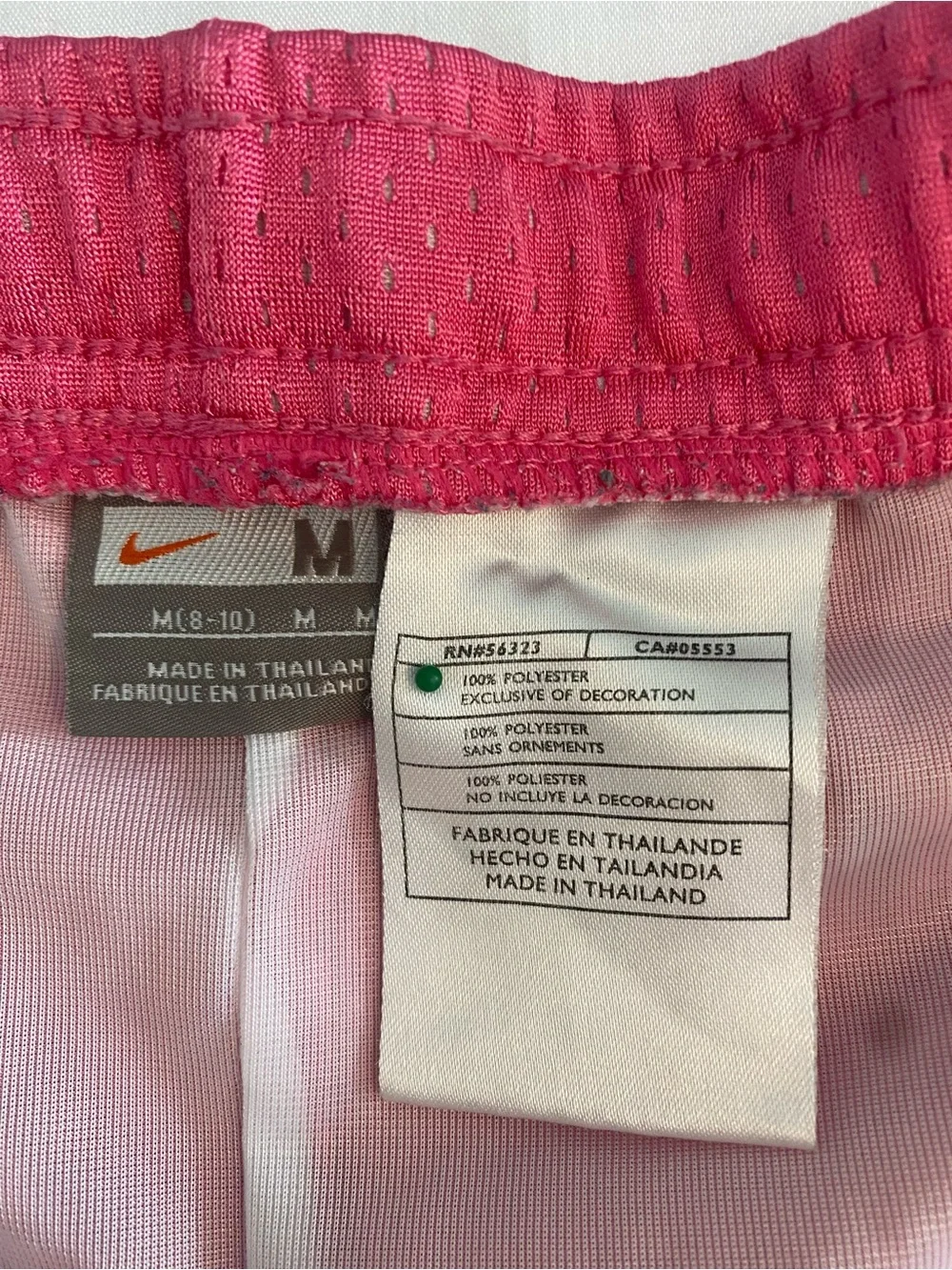 Nike Pink Athletic Mesh Shorts with Yellow & White Trim
